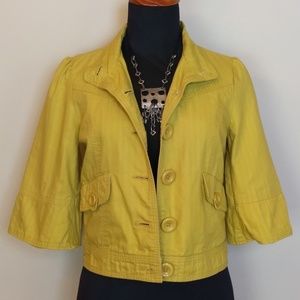 Cropped Mustard Yellow Jacket w/Retro|Vintage-Look